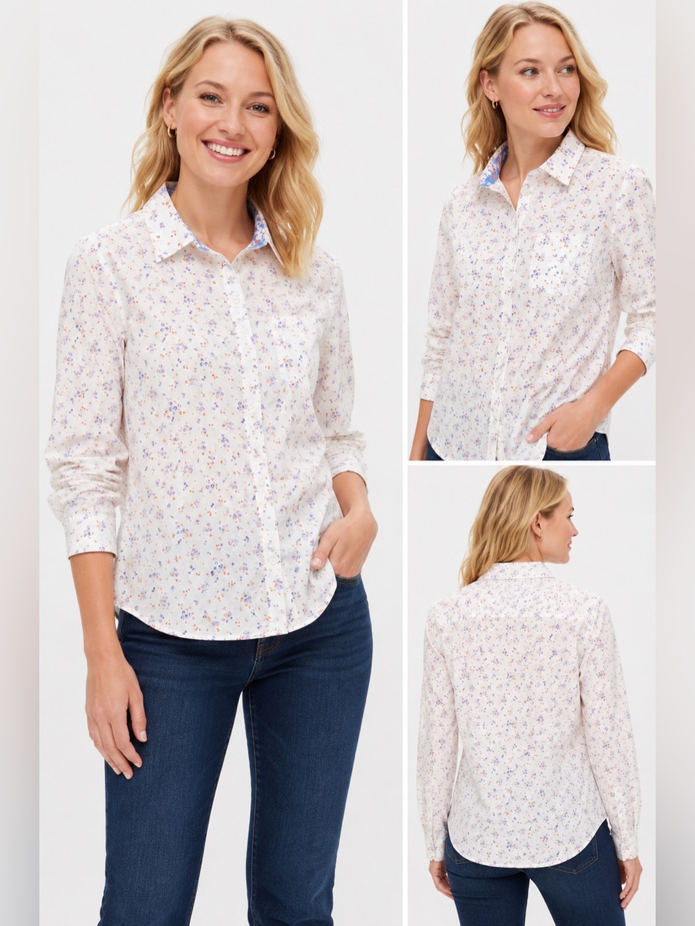 Talbots BNWT CLASSIC COTTON BUTTON DOWN SHIRT - DITSY FLORAL size MP